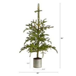 4.5ft. Pre-Lit Pine Artificial Christmas Tree In Decorative Planter, White Lights -Michaels Store D517951S 2