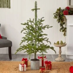 4.5ft. Pre-Lit Pine Artificial Christmas Tree In Decorative Planter, White Lights -Michaels Store D517951S 8