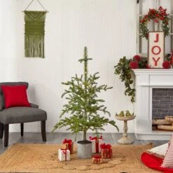 4.5ft. Pre-Lit Pine Artificial Christmas Tree In Decorative Planter, White Lights -Michaels Store D517951S 9