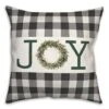 Joy Wreath Green 18x18 Throw Pillow