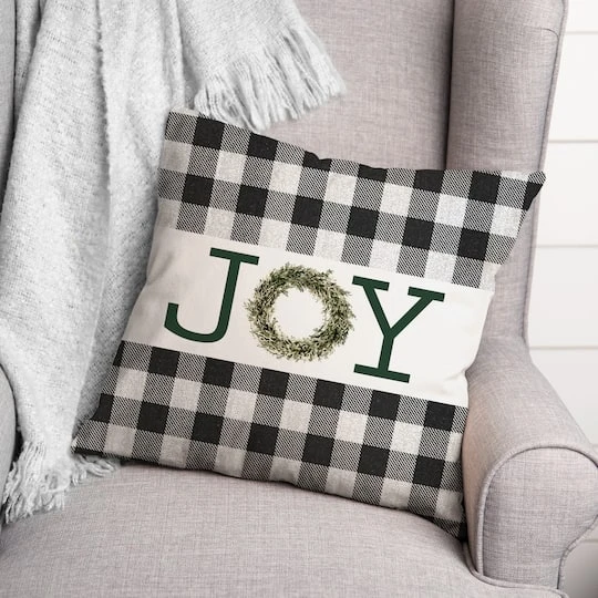 Joy Wreath Green 18x18 Throw Pillow 4 Joy Wreath Green 18x18 Throw Pillow - Image 4