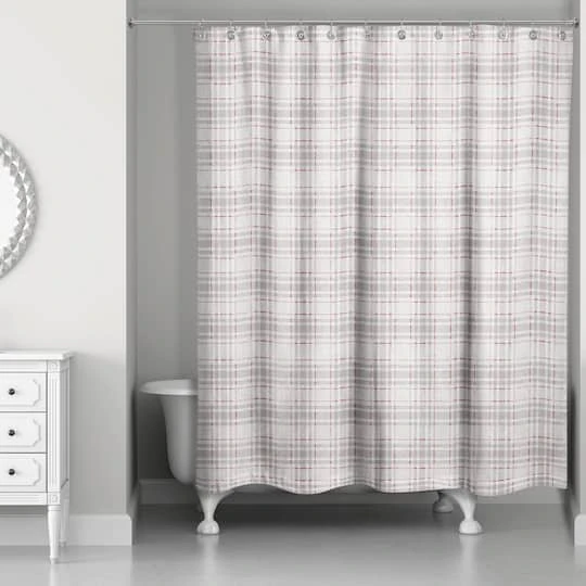 Holiday Gray Plaid Shower Curtain 3 Holiday Gray Plaid Shower Curtain - Image 3
