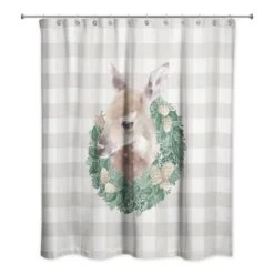 Buffalo Check Fawn Wreath Shower Curtain