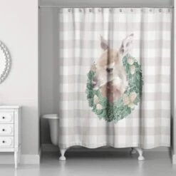 Buffalo Check Fawn Wreath Shower Curtain -Michaels Store D517988S 2