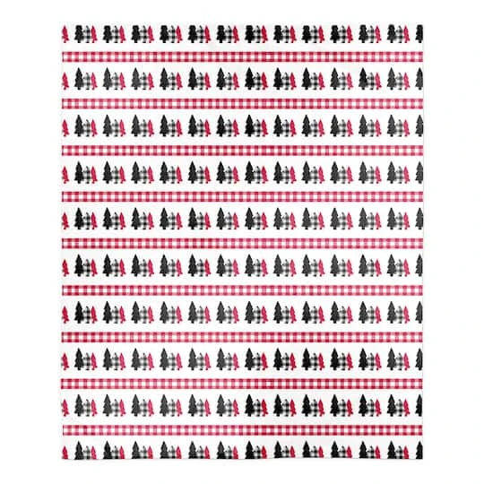 Plaid Tree Pattern 50x60 Sherpa Fleece Blanket 2 Plaid Tree Pattern 50x60 Sherpa Fleece Blanket - Image 2