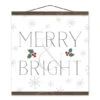 Merry And Bright 16x16 Teak Hanging Canvas