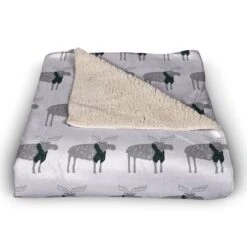 Plaid Scarf Moose Pattern 50x60 Sherpa Fleece Blanket -Michaels Store D518019S 3