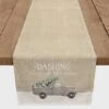 Dashing Through The Snow Painted Tree Truck 16x90 Poly Twill Table Runner