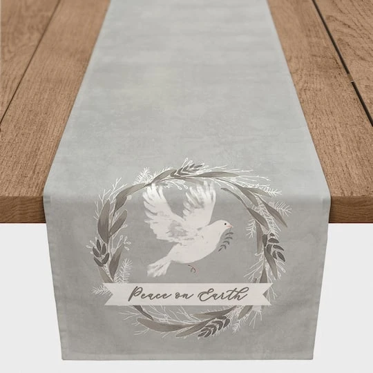 Peace On Earth Dove 16x72 Poly Twill Table Runner 1 Peace On Earth Dove 16x72 Poly Twill Table Runner