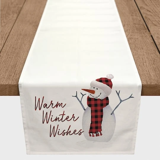 Watercolor Snowman 16x72 Poly Twill Table Runner 1 Watercolor Snowman 16x72 Poly Twill Table Runner