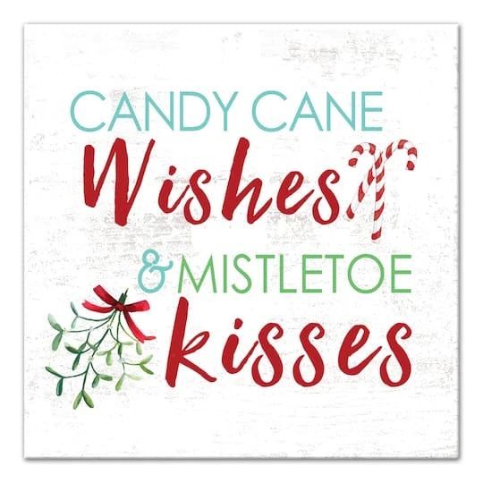 Candy Cane Wishes And Mistletoe Kisses 20x20 Canvas Wall Art 1 Candy Cane Wishes And Mistletoe Kisses 20x20 Canvas Wall Art