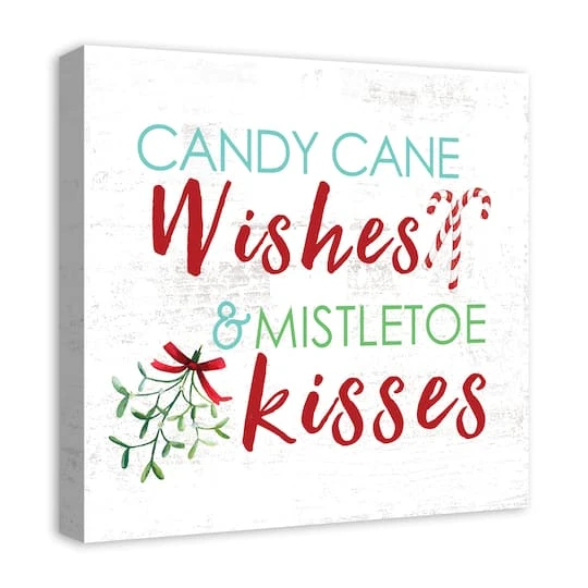 Candy Cane Wishes And Mistletoe Kisses 20x20 Canvas Wall Art 3 Candy Cane Wishes And Mistletoe Kisses 20x20 Canvas Wall Art - Image 3