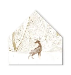 Winter Deer Warm Colors 17x17 House Shaped Canvas