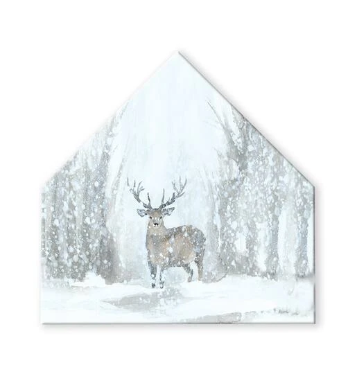 Deer In Winter 17x17 House Shaped Canvas 2 Deer In Winter 17x17 House Shaped Canvas - Image 2