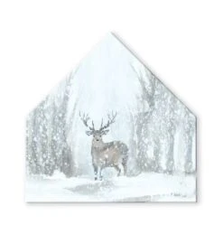 Deer In Winter 17x17 House Shaped Canvas