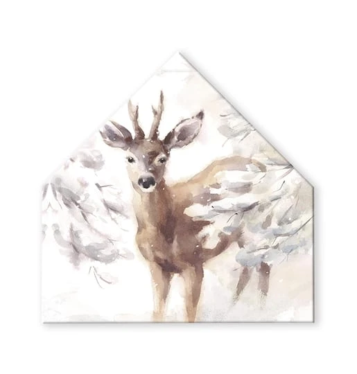 Small Deer In Snow 17x17 House Shaped Canvas 2 Small Deer In Snow 17x17 House Shaped Canvas - Image 2