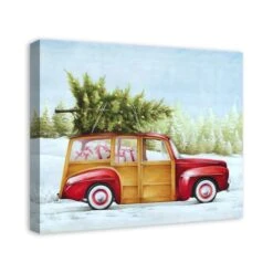Red Truck Christmas Tree Canvas Wall Art -Michaels Store D518095S 2