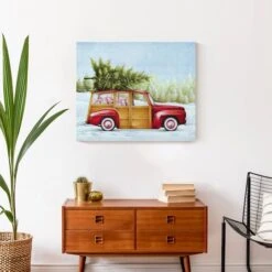 Red Truck Christmas Tree Canvas Wall Art -Michaels Store D518095S 4