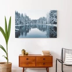Winter Pond 36x24 Canvas Wall Art -Michaels Store D518099S 4