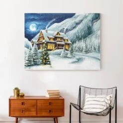 Cabin In The Mountains 40x30 Canvas Wall Art -Michaels Store D518102S 4