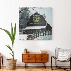 Black Barn With Wreath 36x36 Canvas Wall Art -Michaels Store D518107S 4