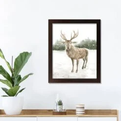 Winter Deer Walnut Framed Print Under Plexiglass -Michaels Store D518108S 3