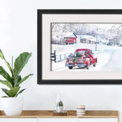 Dashing Through The Snow Truck Black Framed Print Under Plexiglass -Michaels Store D518110S 3