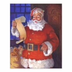 Santa Claus With List 10x8 Tabletop Canvas