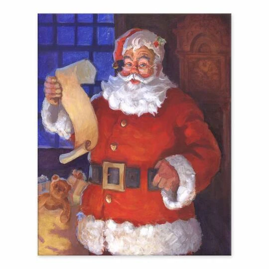 Santa Claus With List 10x8 Tabletop Canvas 1 Santa Claus With List 10x8 Tabletop Canvas