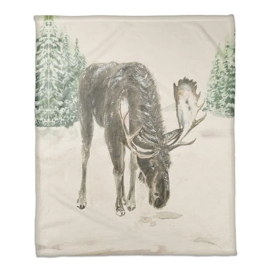 Winter Moose 50x60 Coral Fleece Blanket 1 Winter Moose 50x60 Coral Fleece Blanket