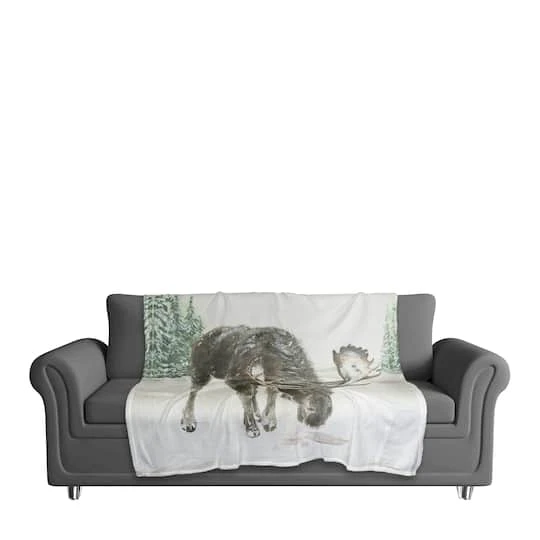 Winter Moose 50x60 Coral Fleece Blanket 4 Winter Moose 50x60 Coral Fleece Blanket - Image 4