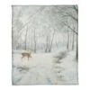 Doe Walking In The Snow 50x60 Coral Fleece Blanket