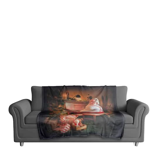 Painted Santa On Piano 50x60 Coral Fleece Blanket 4 Painted Santa On Piano 50x60 Coral Fleece Blanket - Image 4