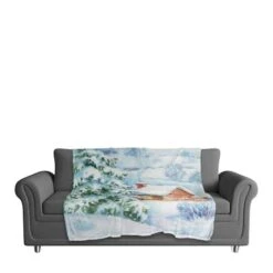 Watercolor Winter Cabin 50x60 Coral Fleece Blanket 7 Watercolor Winter Cabin 50x60 Coral Fleece Blanket -Michaels Store D518124S 3