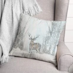 Deer In Winter 18x18 Throw Pillow -Michaels Store D518126S 2