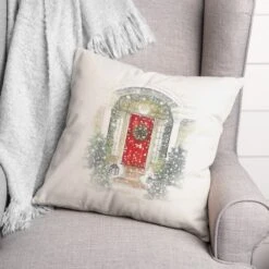 Home For Holidays Door 18x18 Throw Pillow -Michaels Store D518127S 2