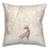 Winter Deer Warm Colors 18x18 Throw Pillow