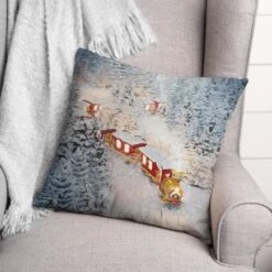 Train In The Snow 18x18 Throw Pillow -Michaels Store D518129S 2