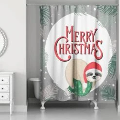 Merry Christmas Sleepy Sloth Shower Curtain -Michaels Store D518167S 2