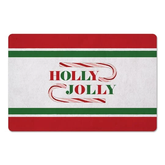 Holly Jolly Candycane Green Red 27x18 Floor Mat 2 Holly Jolly Candycane Green Red 27x18 Floor Mat - Image 2