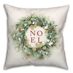 Noel Wreath 18x18 Throw Pillow