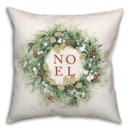 Noel Wreath 18x18 Throw Pillow 1 Noel Wreath 18x18 Throw Pillow