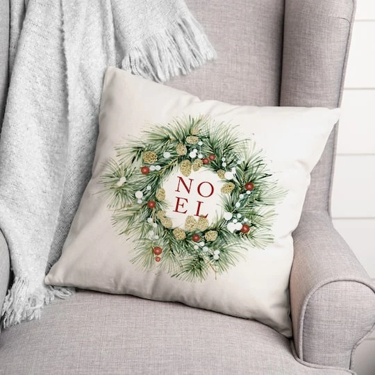 Noel Wreath 18x18 Throw Pillow 3 Noel Wreath 18x18 Throw Pillow - Image 3