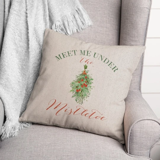 Meet Under Mistletoe 18x18 Throw Pillow 2 Meet Under Mistletoe 18x18 Throw Pillow - Image 2
