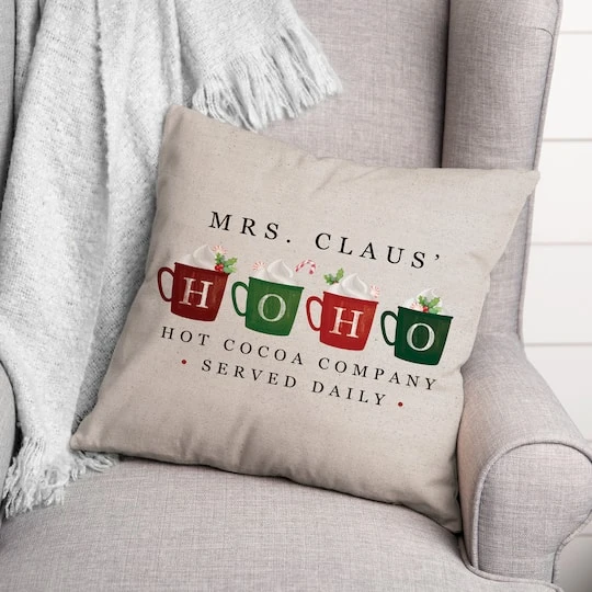 Mrs Claus Hoho Cocoa 18x18 Throw Pillow 1 Mrs Claus Hoho Cocoa 18x18 Throw Pillow