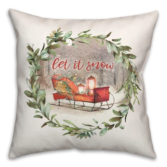 Let It Snow Sled Wreath 18x18 Throw Pillow 3 Let It Snow Sled Wreath 18x18 Throw Pillow - Image 3