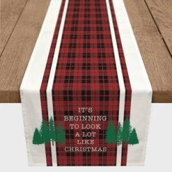 90" Look Like Christmas Plaid Table Runner