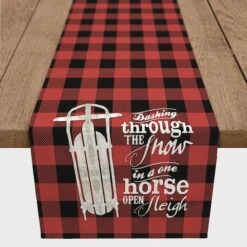 One Horse Open Sleigh Poly Twill Table Runner -Michaels Store D518254S 2