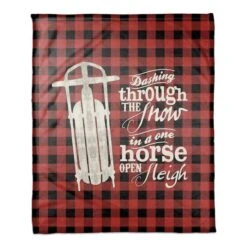 One Horse Open Sleigh 50x60 Coral Fleece Blanket
