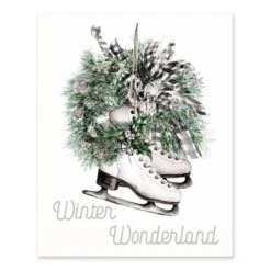 Skates Wreath Winter Wonderland 8x10 Tabletop Canvas